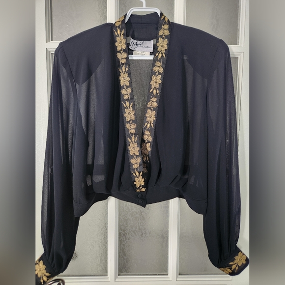 🇨🇦*** Gorgeous 90s Black Sheer Top / Made in Canada - Picture 1 of 6